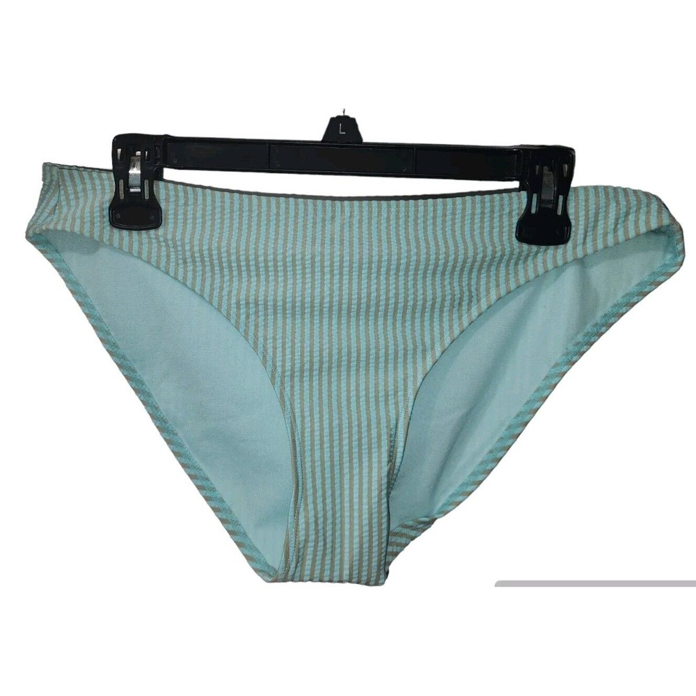 Xhilaration Swimsuit‎ Bottoms Striped Seersucker Blue Bikini Bottoms L
